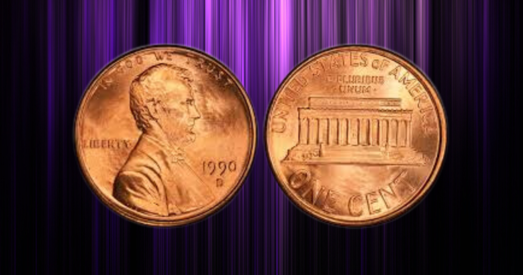 1990-D US Penny Obverse Trans