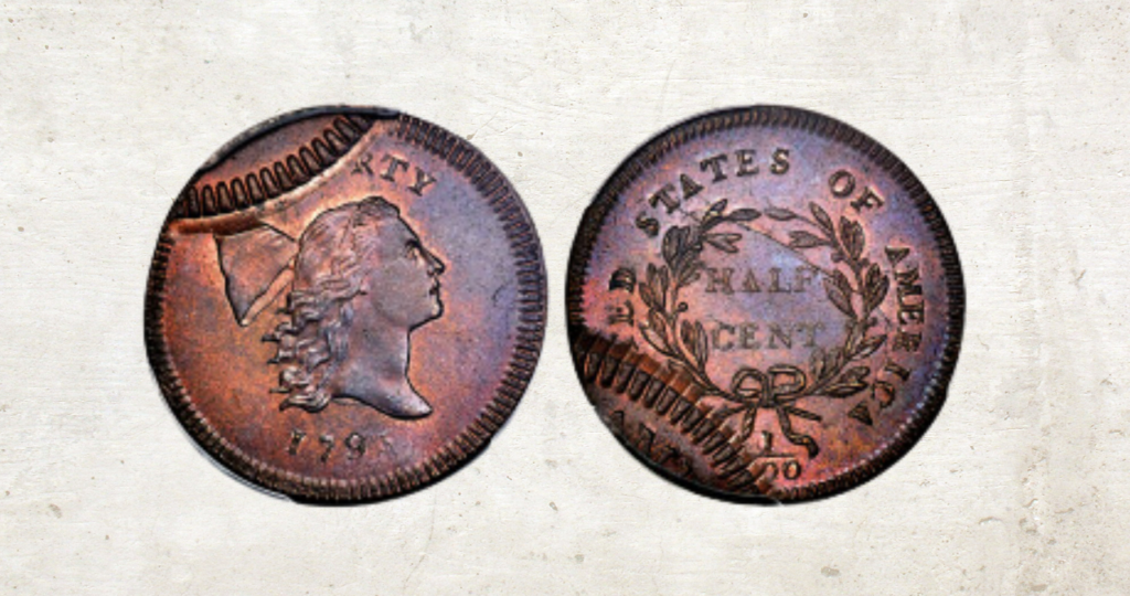  1795 Half-Cent Struck Over a 1795 Cent