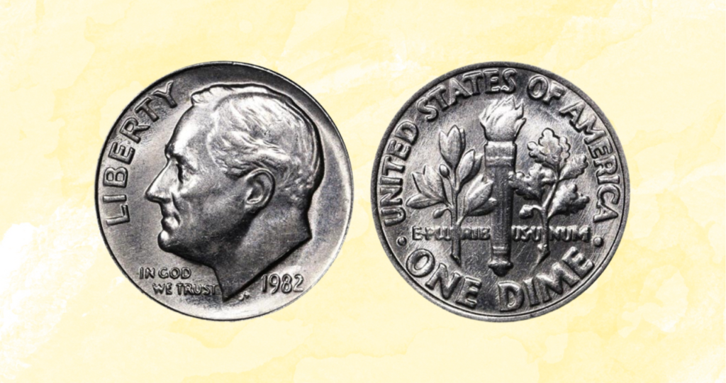 1982 No Mint Mark Roosevelt Dime