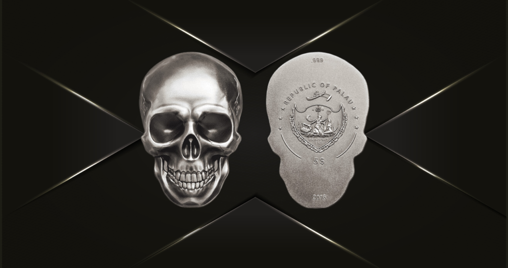 Palau Silver 3D Skull Coin